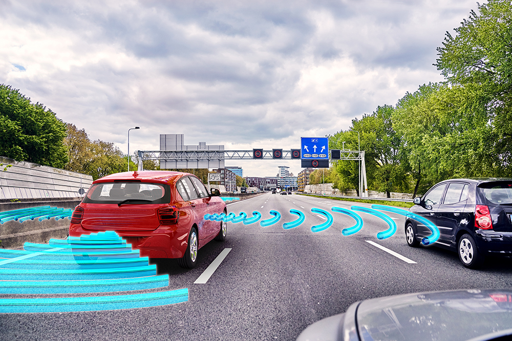 concept of a self-driving modern car ,  3d illustration
