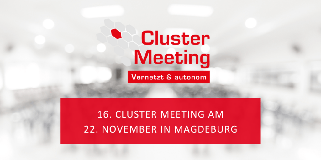 Logo Cluster Meeting Hintergrund geblurred